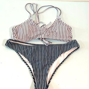 Navy and white stripes Felnart bikini in XL. Really cute tie in back.
